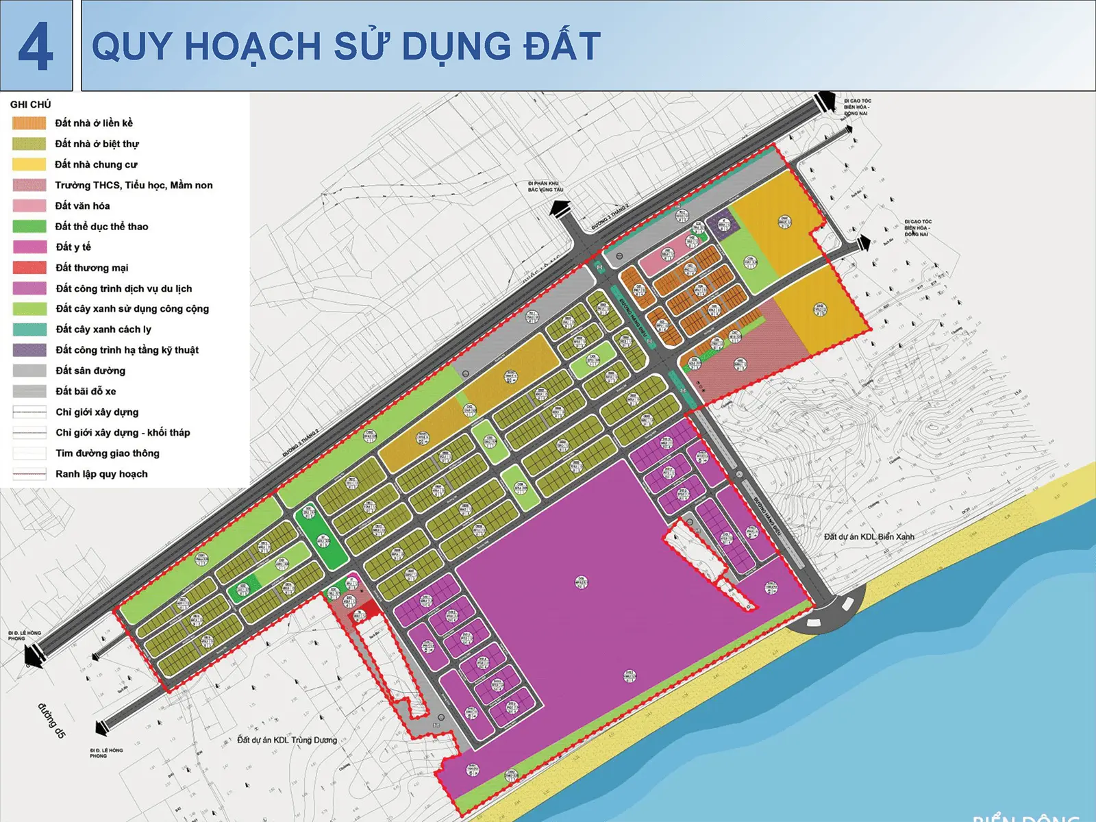 Quy hoạch sử dụng đất của dự án Sun Group Vũng Tàu tại Phường 10 và Phường 11, Vũng Tàu.