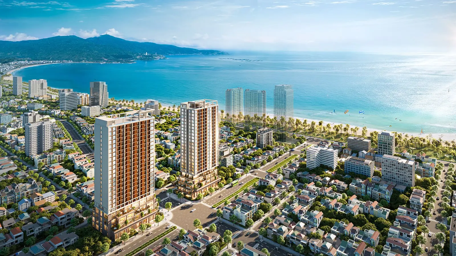 Toàn cảnh dự án Sun Costa Residences Đà Nẵng với vị trí trung tâm đắc địa, gần biển Mỹ Khê.