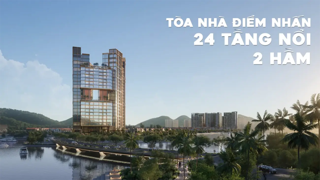 Tòa nhà điểm nhấn tại Charmora City – trung tâm hành chính, thương mại hiện đại ven sông.